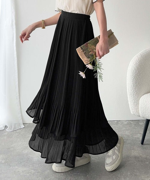 ゆらりシルエットなびく。プリーツシアーティアードスカート ce1360003