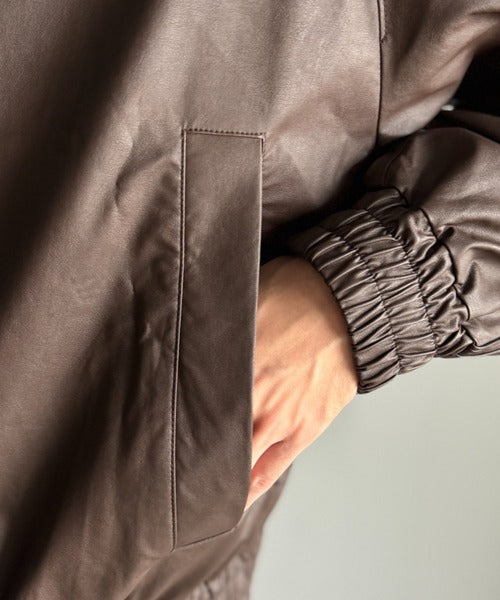 Classical Origin】High-Neck Leather Track Jacket／ハイネックレザー