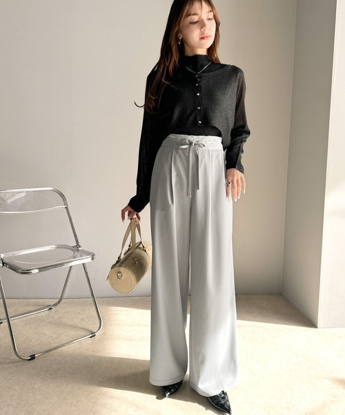 mily bilet】新感覚デザイン。レース使いダブルウエストワイド