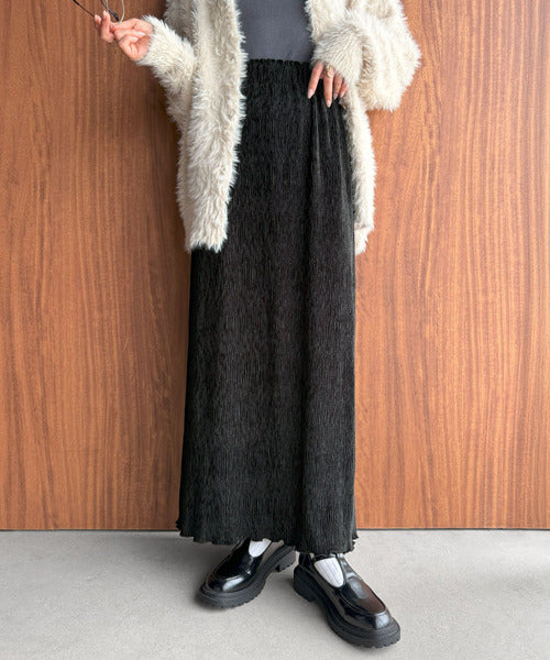 微光沢素材が叶える大人の余裕。ウエスト2wayふんわり楊柳プリーツ