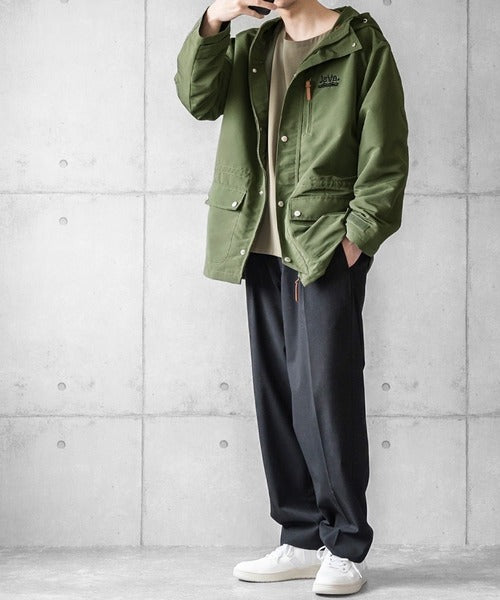 family+】《JaVa ジャバコラボ》3WAYミドル丈無地マウンテンパーカー