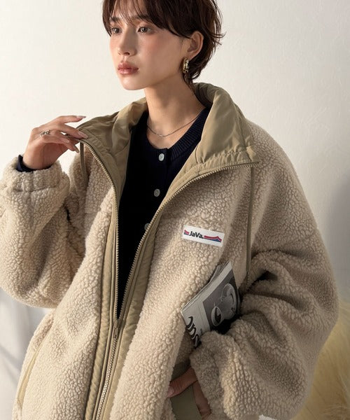 JaVaジャバコラボ》冷え知らず＆洒落見えアウター。あったかボア異素材