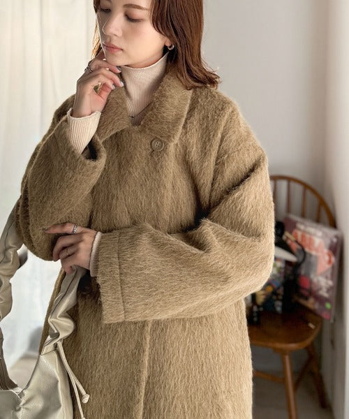 ふわり纏うだけで上品見え。2wayシャギーダブルビックカラージャケット