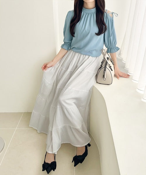 【mio7pppさま】専用！！ mily bilet】大人の上品な肌見せ。前後2way肩開きリボン使い