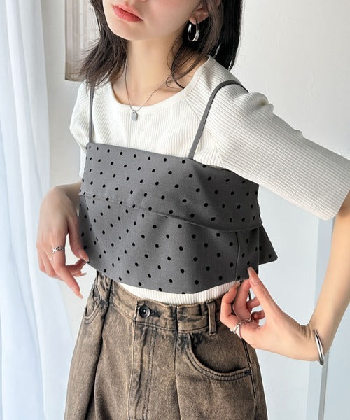 オールシーズン使える！ドット柄＆調整自在2wayリボンキャミソール