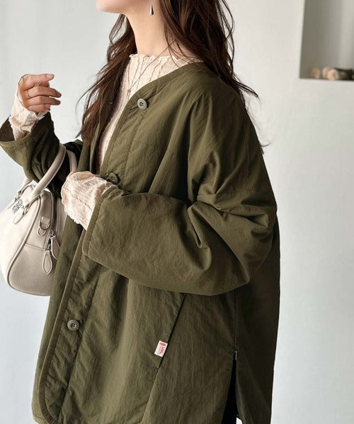 【新品未使用】マッキントッシュ×ローズバットコラボ　ジャケット　カーキ　FREE JaVaジャバコラボ》1枚で今っぽい抜け感アウター。ノーカラーサイド