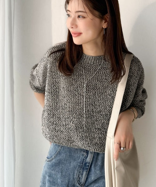 確認用STUDIOUS INella ボアシェイプニット JaVaジャバ コラボ》【family+】ゆるニットであざと感。重ね着風