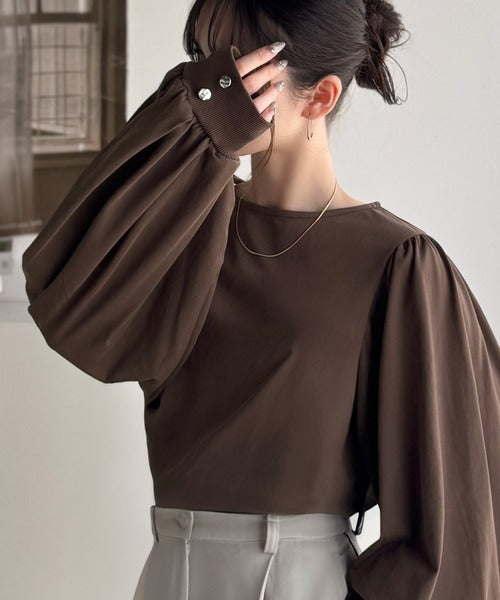 ✨美品✨LEMAIRE ルメール FOULARDブラウス ブラウン ボリューム袖 シルエットで差が付く、綺麗めスタイルの完成形◎袖先ボタンボリューム