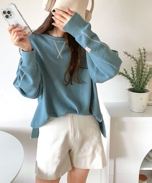センソユニコ芽風♡ネイビーブルーワッフル素材 半袖(⁠◍⁠•⁠ᴗ 