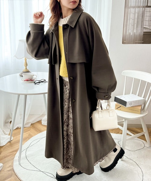 360度上品魅せ。2wayスタンドカラーボリュームスリーブニットモッサ