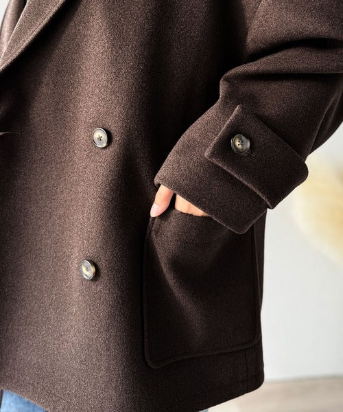 トレンドを先取り♪こなれ感UP、ダブルボタンジャケットメルトンコート