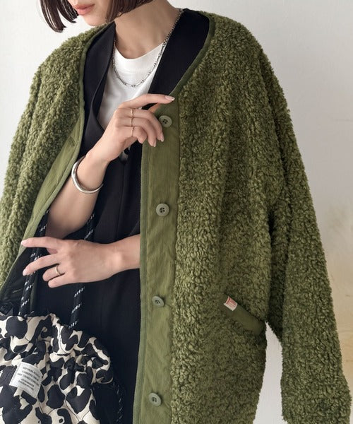 JaVaジャバコラボ》オーバーサイズがトレンド！異素材切り替え配色ボア