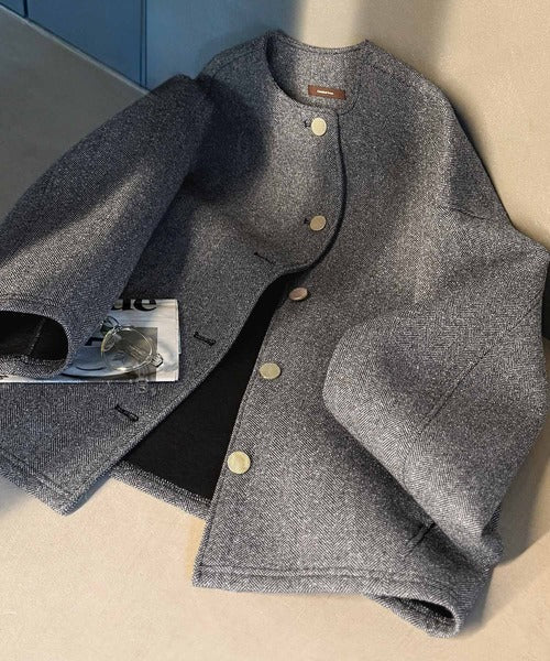 【極上美品】Christian Dior ツイード ノーカラージャケット グレー 極上美品】Christian Dior ツイード ノーカラージャケット グレー