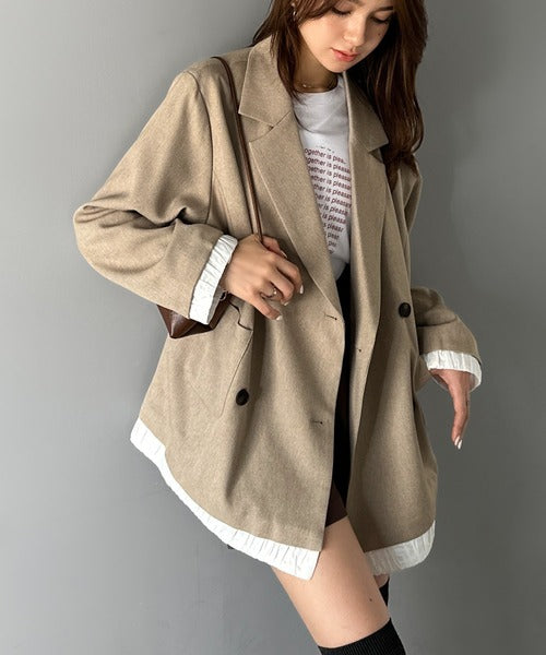 mily bilet】ゆるっと大人見え。バルーンフリルレイヤードジャケット