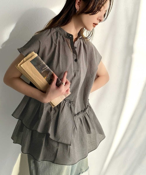 大人カジュアルに活躍。前後2wayサッカー素材アシンメトリーティアード