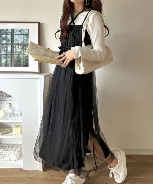 褒められワンピ♪マルチwayニット×チュールワンピースセット（セット