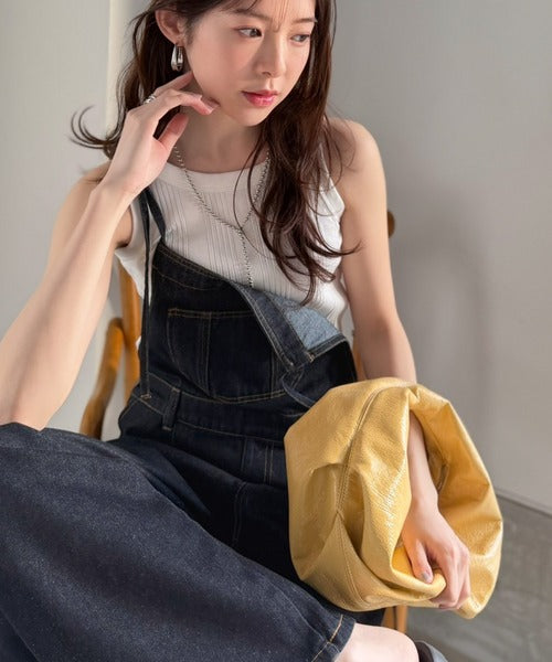 デニムリメイク★逆さオーバーオールトップス♡ JaVa ジャバコラボ》スタイルアップを叶える！大人可愛い。ポケット