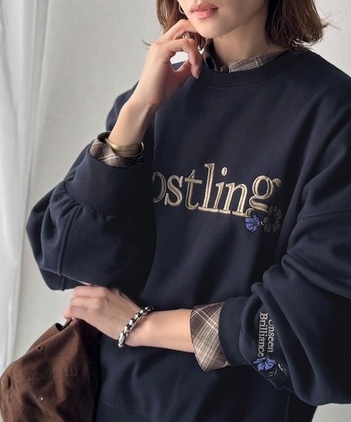 シンプルなのに一際映える。フラワー刺繍裏起毛スウェット ce1260457