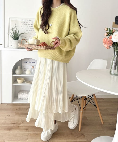 ゆったりふわもちの癒しアイテム。コクーンシルエットミックスニット