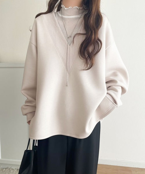 大人の余裕感」をまとえる！Vネックダンボールカットソー（長袖