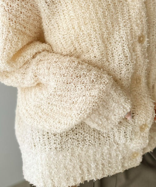 エアリーな抜け感。大人のリボンヤーン前後2wayニットカーディガン