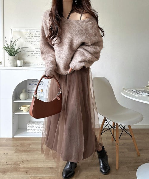 褒められワンピ♪マルチwayニット×チュールワンピースセット（セット