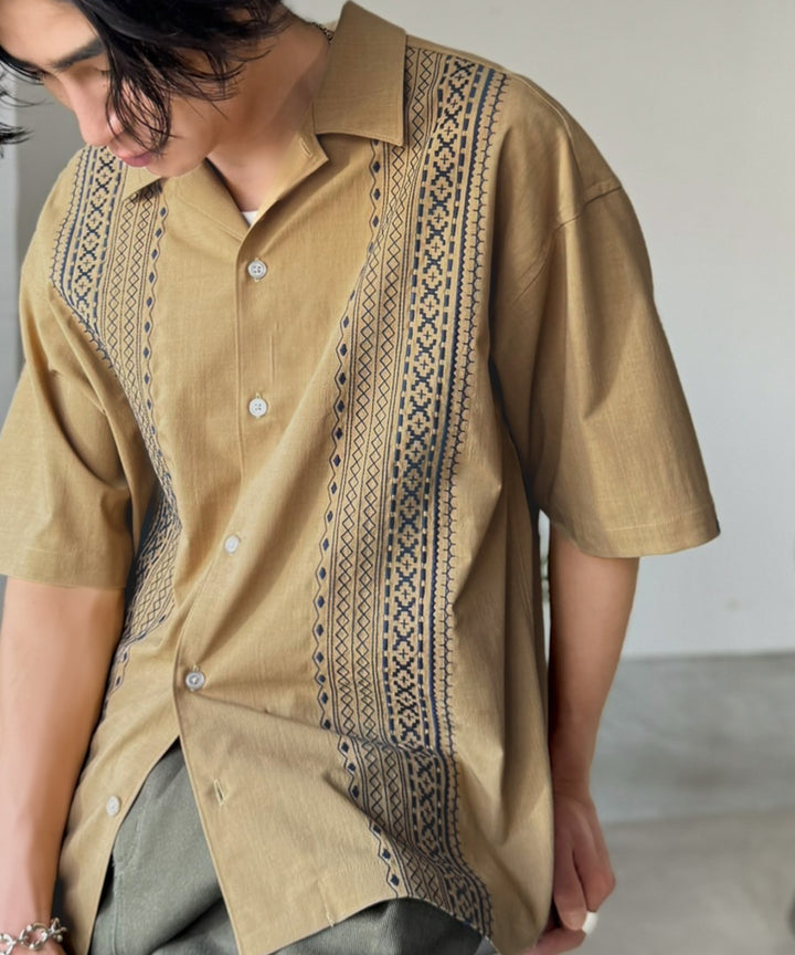 PENDLETON キューバシャツ 刺繍 ベージュ L JaVaジャバコラボ》周りと差がつく総刺繍！リラックスシルエット 清涼
