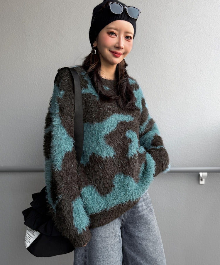 MAIKOコラボ ニュアンス柄ニット レディース