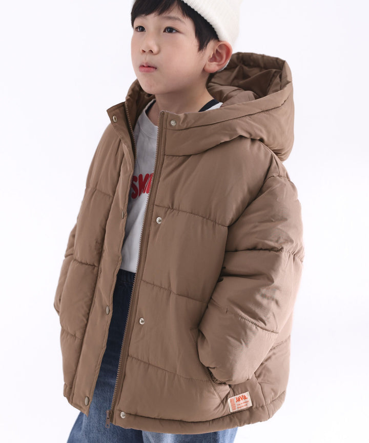 JaVaジャバ コラボ》キッズ フェイクダウンショート丈フード付き