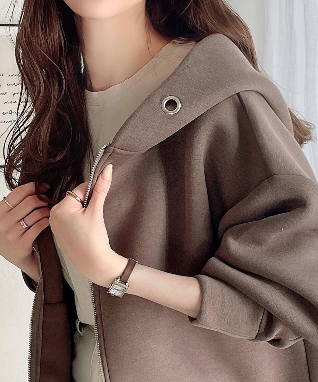 マシュマロ触感！ロングシーズン使えるダンボールbigシルエットジップ