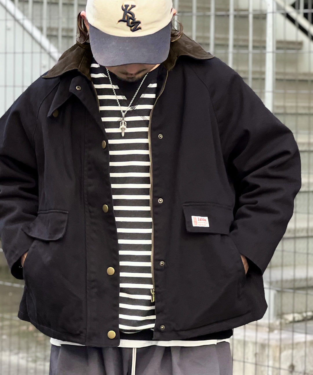 NIKE ワークジャケット カバーオール キルティング JaVa ジャバコラボ》お洒落の格上げ。裏地キルティングコットンワーク