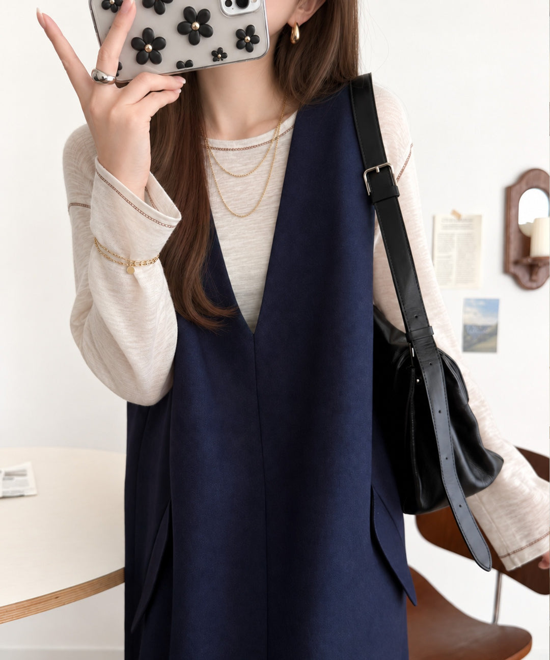 上品リラクシーstyle。ポケット付Vネックワンピース ce1260076