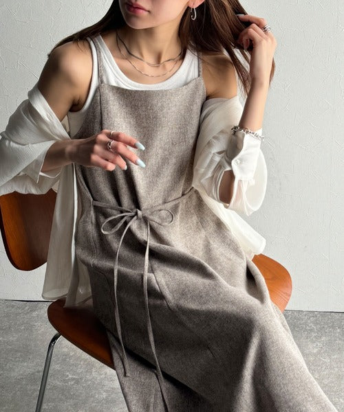 女性らしさをブラッシュアップ。ツイードキャミロングワンピース