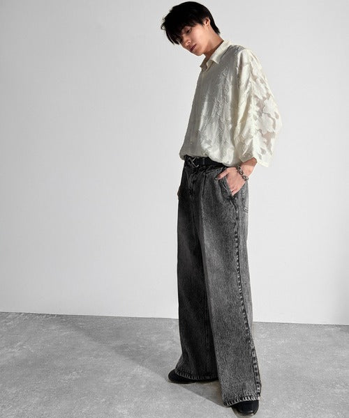 垢抜け確定。」ヴィンテージ加工フレアデニムパンツ／Vintage Washed