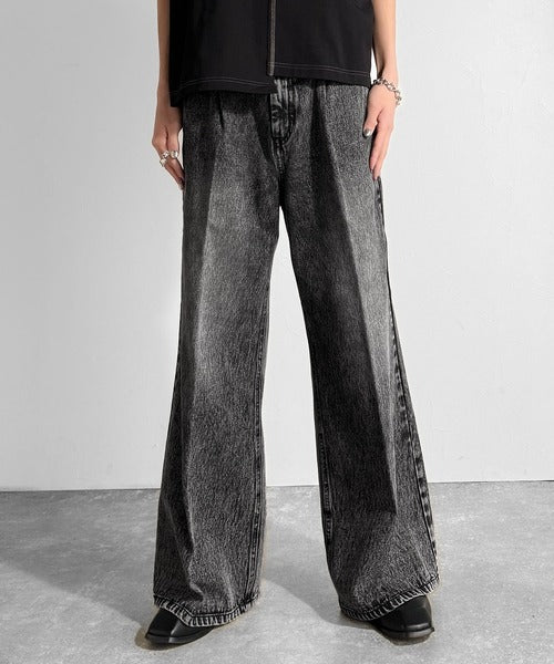 垢抜け確定。」ヴィンテージ加工フレアデニムパンツ／Vintage Washed