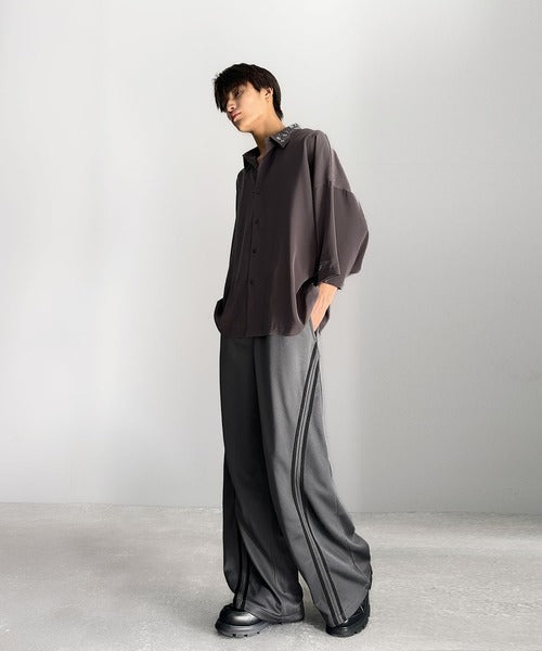 さっと脚長。」カーブラインワイドトラックパンツ／Curve Line Wide