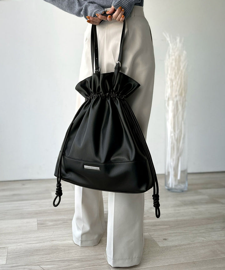 classicalelf】きゅっと絞って可愛さ◎フェイクレザービッグトート