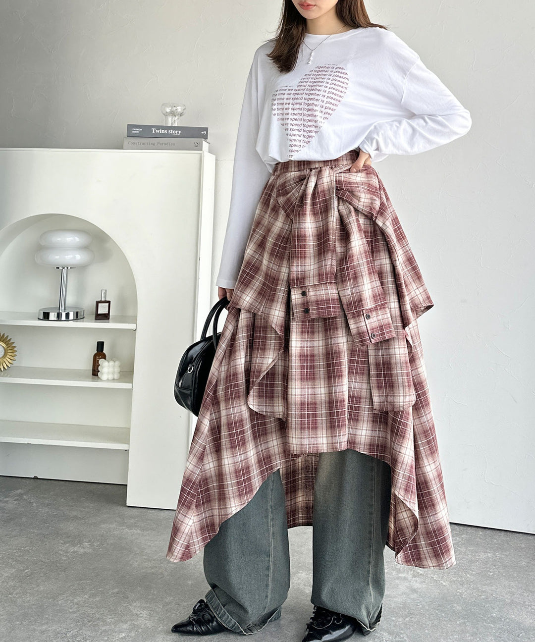 mily bilet】旬のレイヤード風スタイルが楽しめる！シャツ巻き風