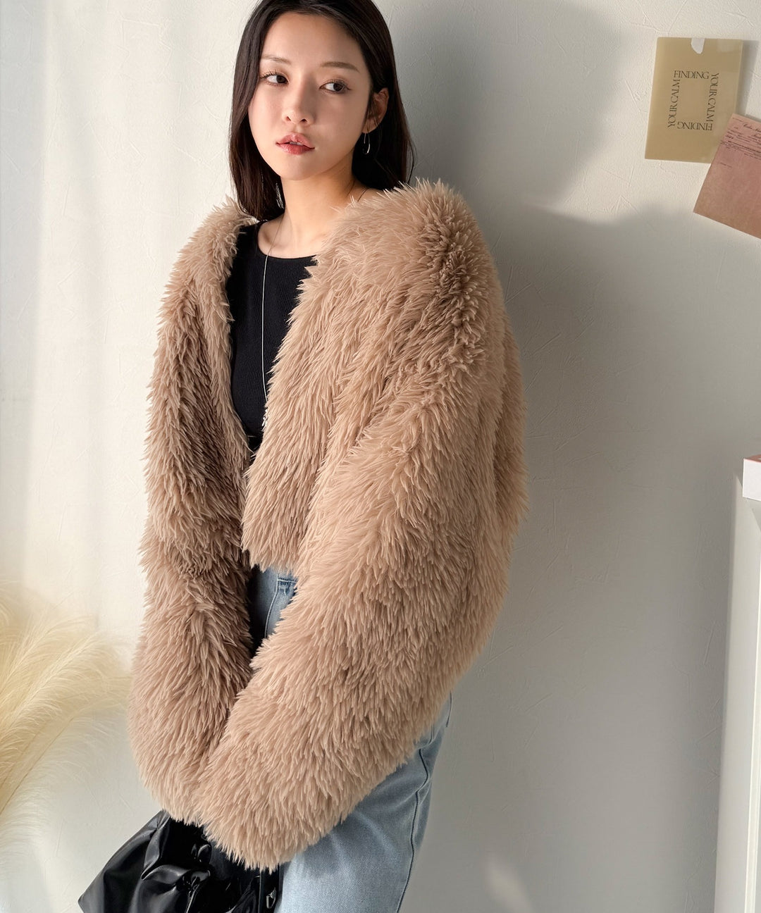 AYA×クラシカルエルフコラボ》品なノーカラーショートファーコート