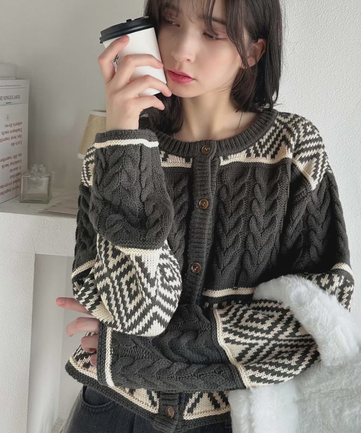 mily bilet】これ一枚で可愛さ倍増。 ノルディック柄ケーブル編み