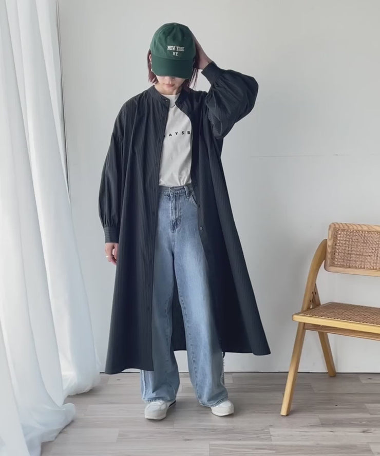 着方自在でロングシーズン活躍◎柄アソートバンドカラービッグシャツ