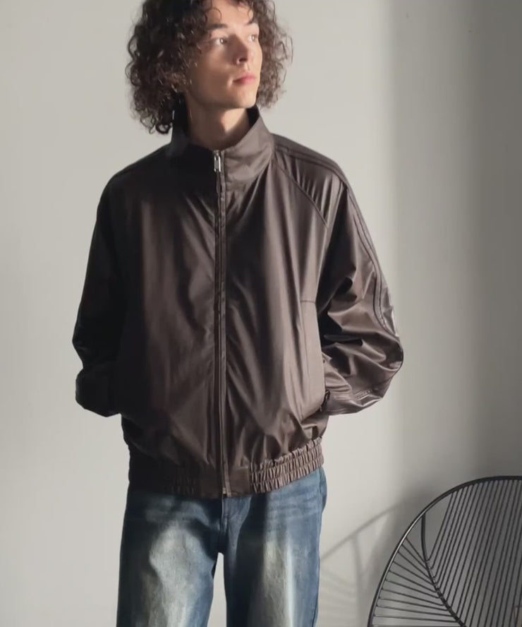 Classical Origin】High-Neck Leather Track Jacket／ハイネックレザー