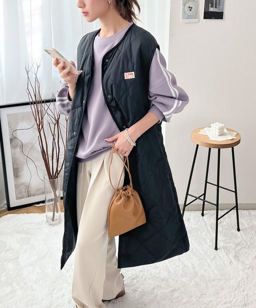 JaVa ジャバコラボ》大人シンプル。中綿キルティングロングベスト