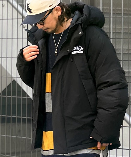 Javaジャバコラボ》極暖、異素材パネルフェイクダウンジャケット