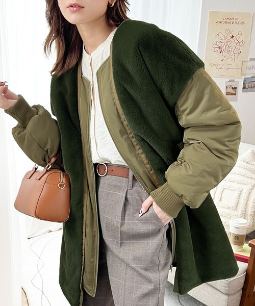 Nothing written カーキ ファー襟 ジャンパー Nothing written カーキ ファー襟 ジャンパー