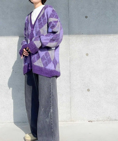 愛され、もふもふタッチ。【90年代ライク】モヘアライクアーガイル柄