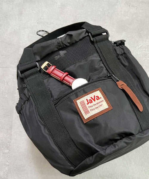 JaVaジャバ コラボ》ころんと可愛い。2wayアウトドア巾着メッシュ