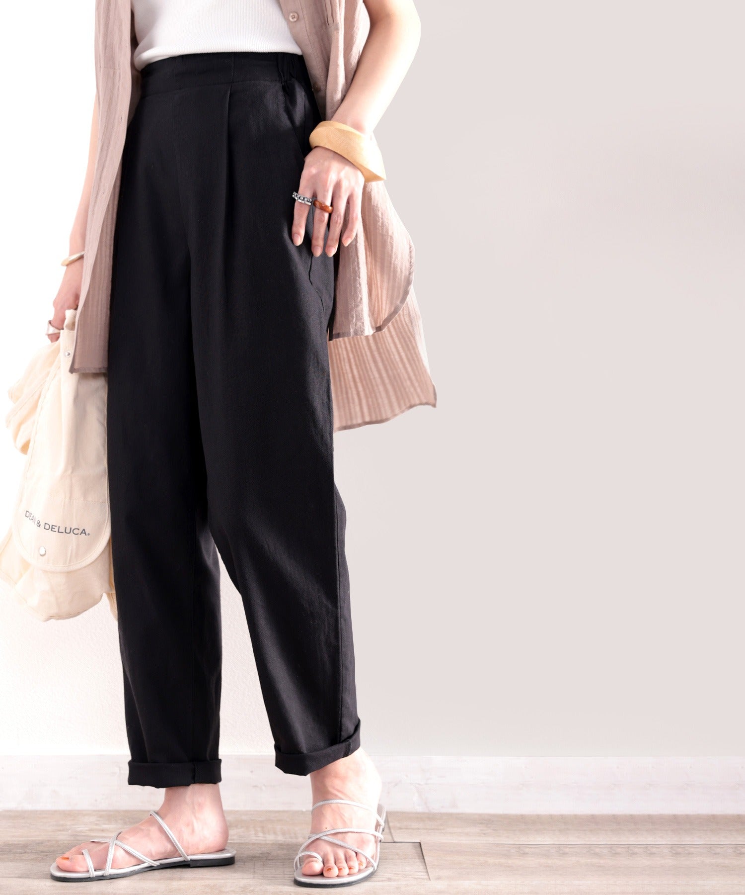 ☆kavalカヴァル2021ssハイカウントブラックリネンシータパンツ☆検索