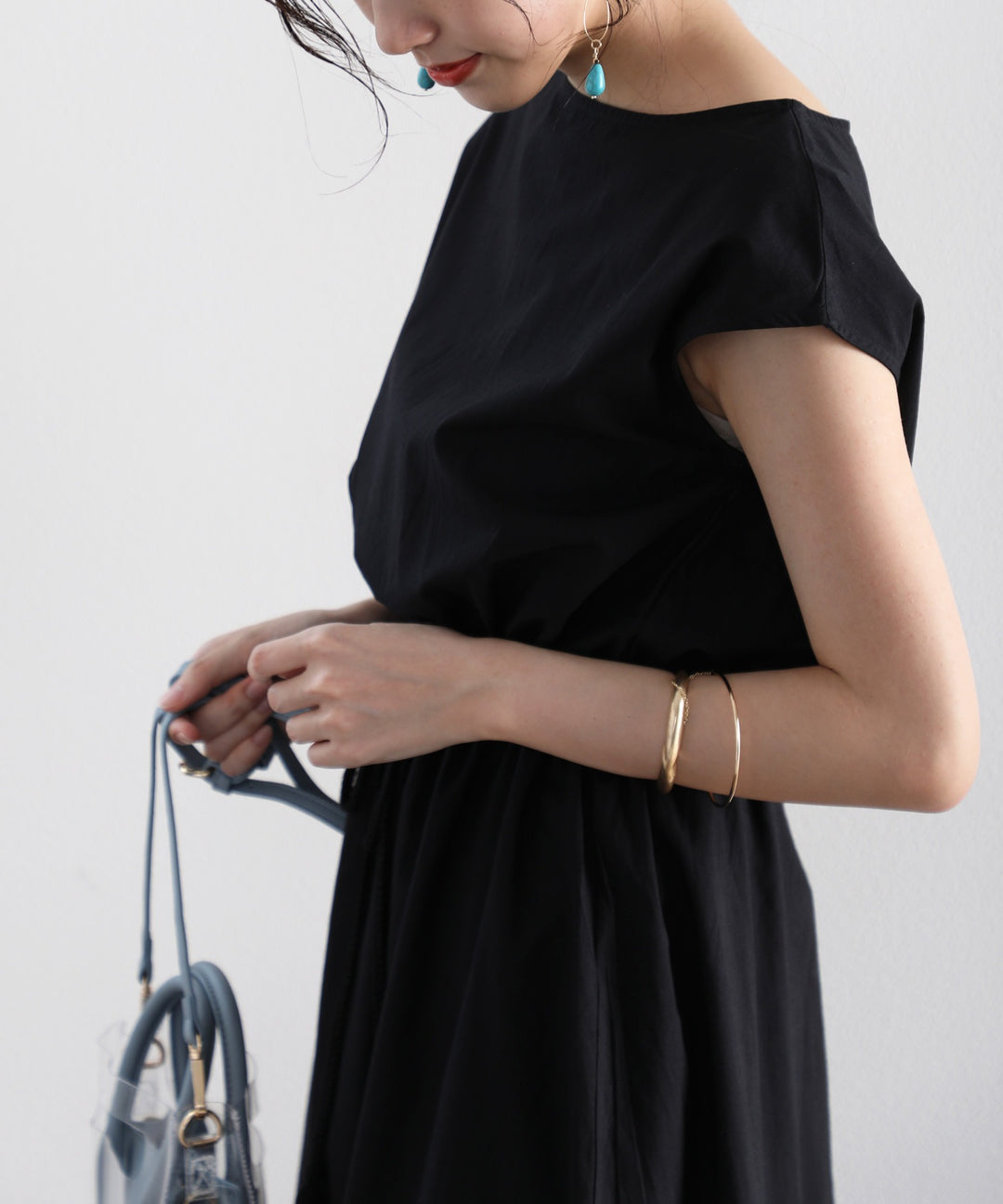 本日まで　BLAMINK 半袖シルクフレアワンピース BLAMINK(ブラミンク)のコットンシルクショートスリーブワンピース通販