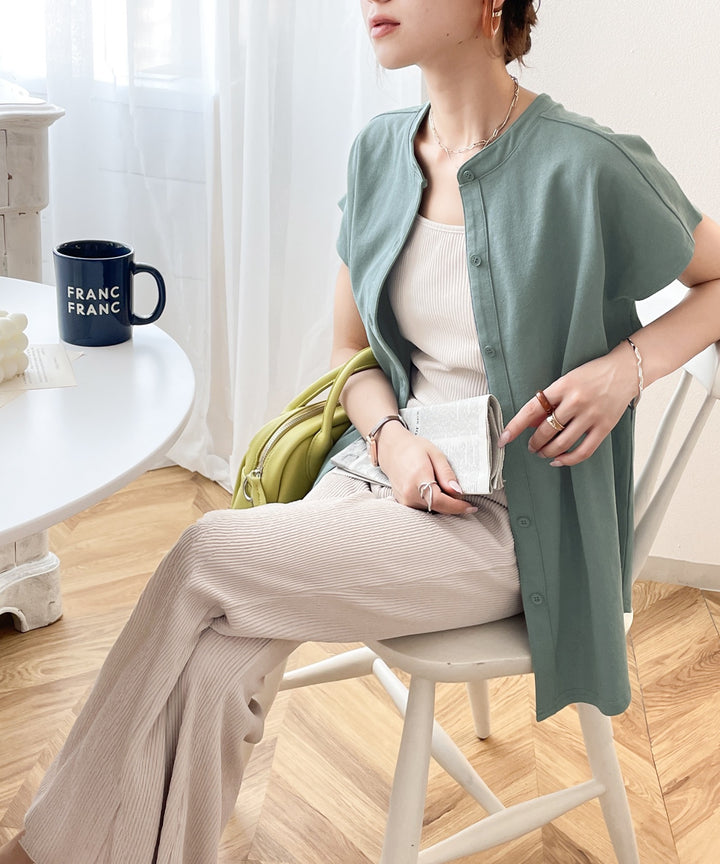 シャツ見えするのにシワになりにくい！綿100％。しっかり生地のバンド